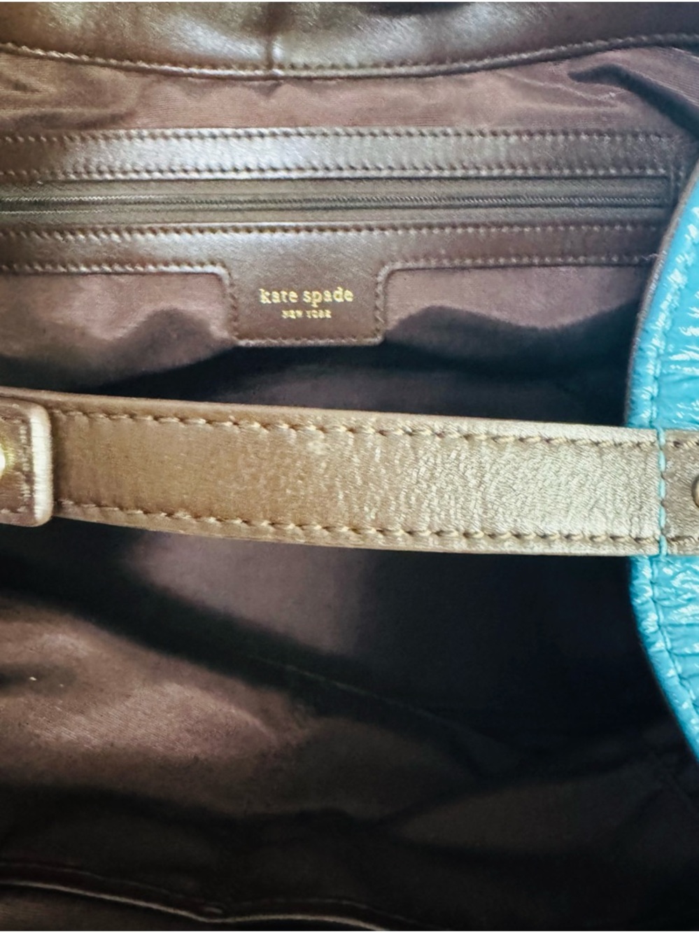 Kate Spade ♠️ Turquoise & Brown RARE combo color - Picture 11 of 15